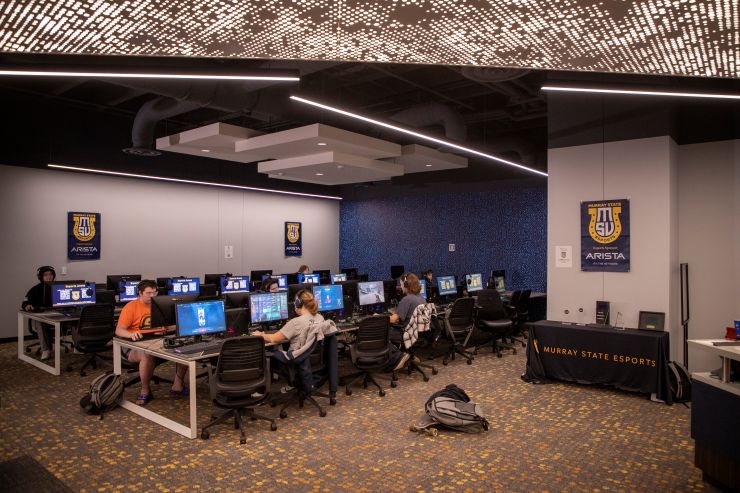 Students playing PC games