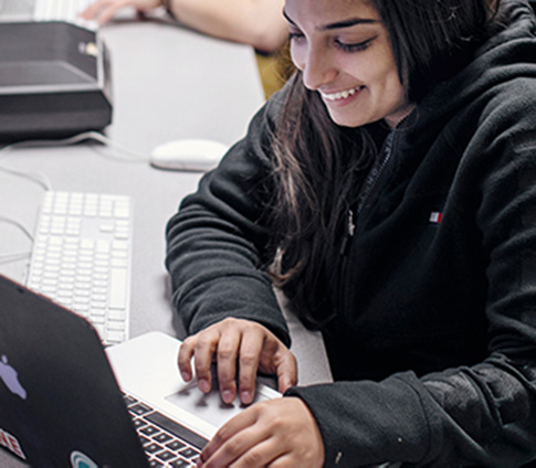 A student in a computer lab