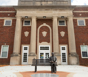 Carr Hall with statue