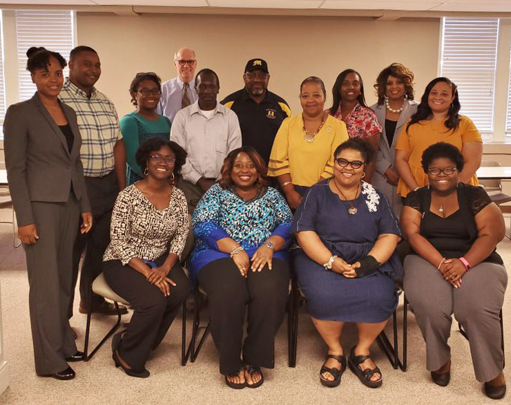 Members of the BFSA pose with Dr. Jackson in Wells Hall