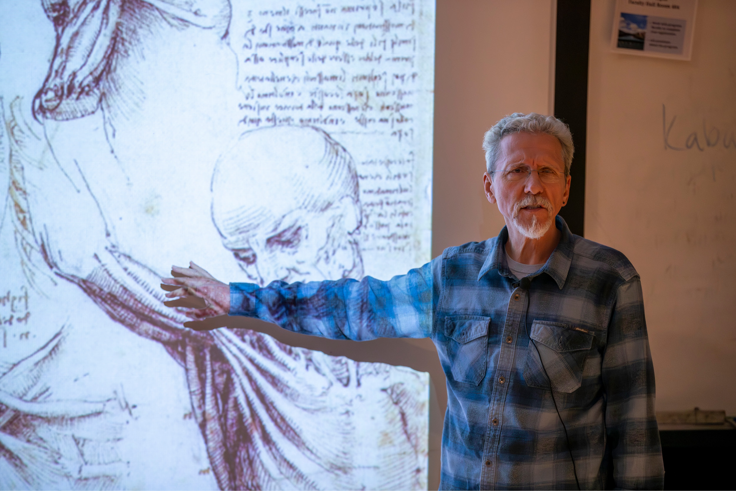 Dr. ZB Smetana gives a lecture about Michelangelo’s anatomy sketches. 