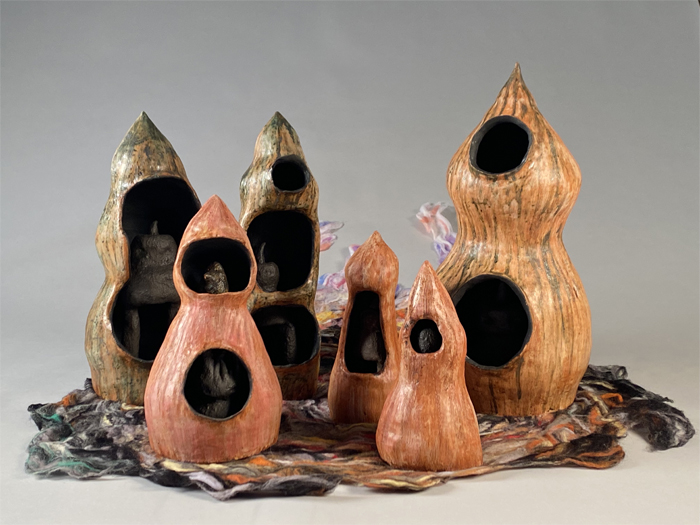 Ceramic sculptures made by student Hannah Robards. 