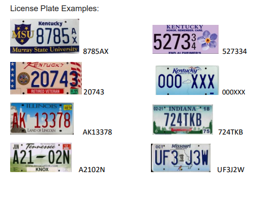 examples of license plates