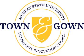 Murray State University Town & Gown Community Innovation Council logo with text and large shield in the middle