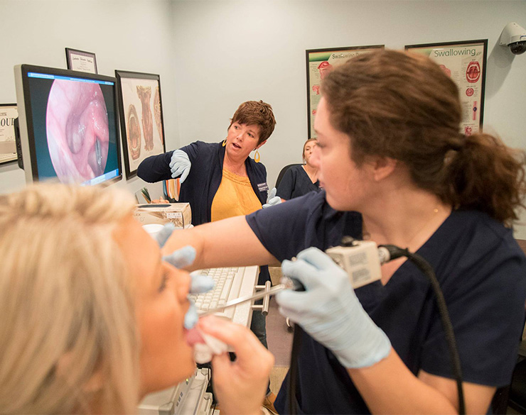 Student performs endoscopy