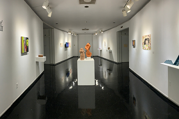 Student-made paintings, sculptures, and other works of art and design are on display at the Mary Ed Mecoy Hall Gallery.