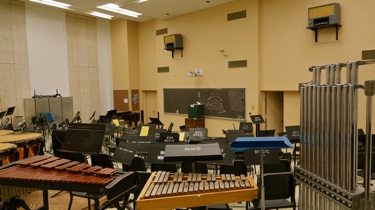 The rehearsal space for the wind ensemble, orchestra, and percussion ensemble.