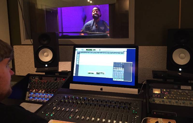 Andrew O'Rourke in the MSU recording studio.