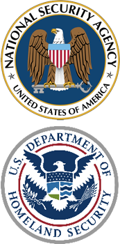 Logos for the National Security Agency and Department of Homeland Security