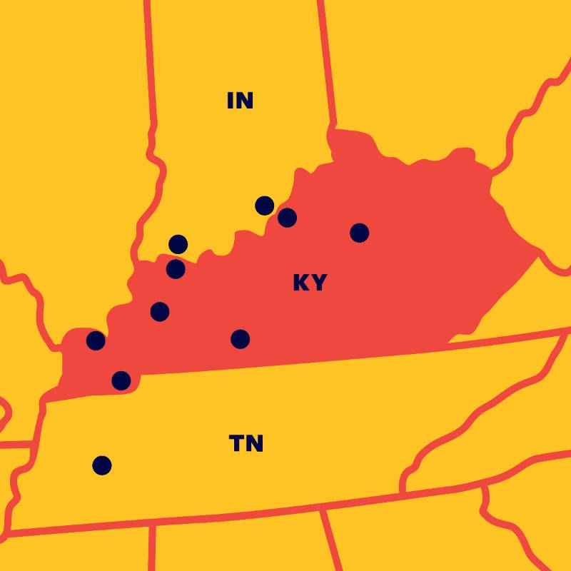 Dietetic internship placement map highlights areas in Kentucky, TN, Indiana