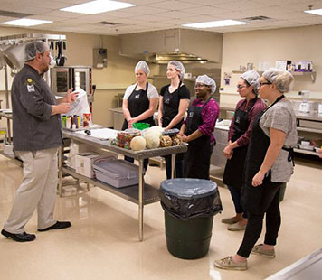 Students in food science lab