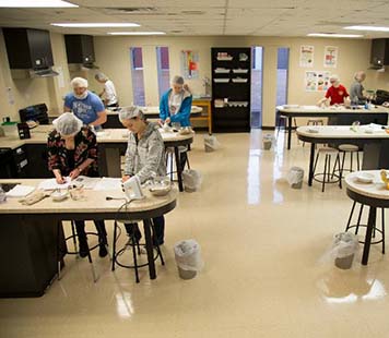 Students in food science lab
