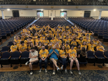 Class of 2024 RIMA campers sit in Lovett Auditorium