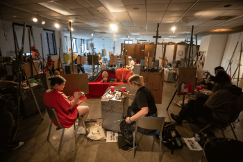 SAW campers working on their pieces in the art studio