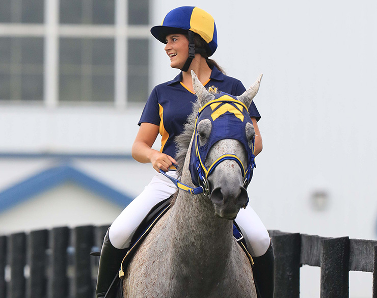 Jockey rides Racer One at one of the top 100 colleges in the south.