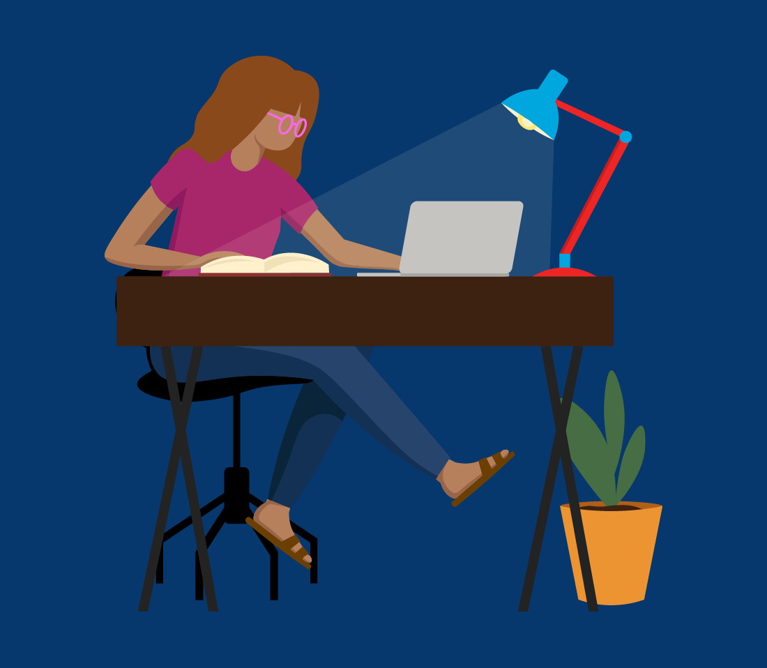 Illustration of girl at a desk