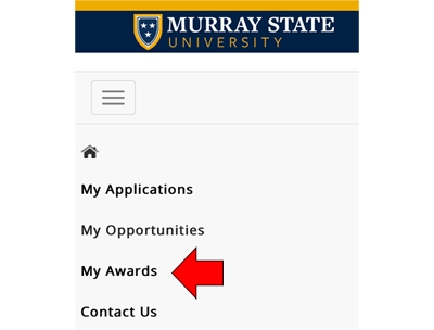 screenshot highlighting the My Awards button on mobile