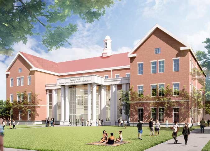 Engineer's rendering of Jackson Hall exterior.