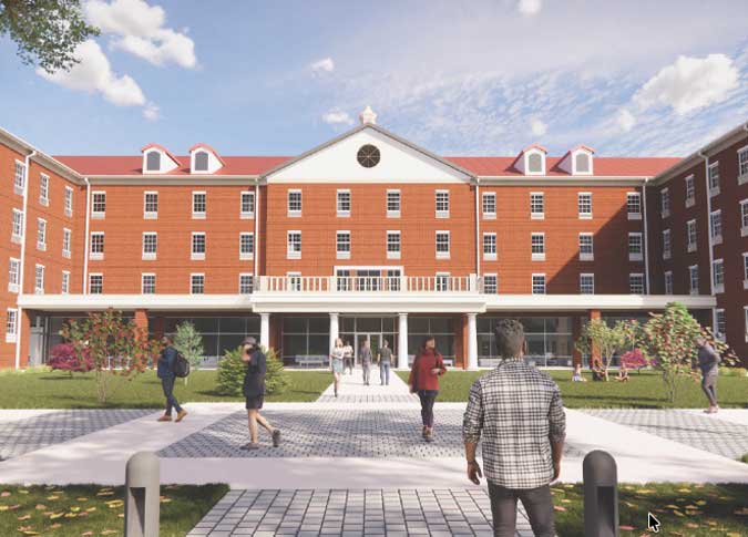 Engineer's rendering of the Learning Commons exterior.
