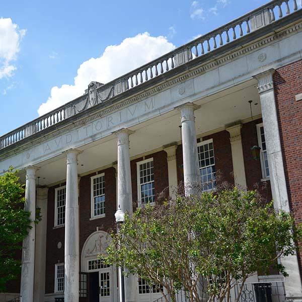 front steps of Lovett Auditorium