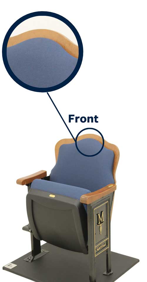 graphic of nameplate placement on seat