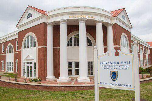 Alexander Hall with sign