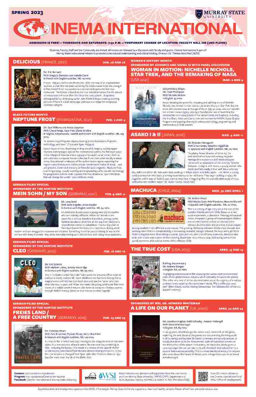 Cinema International schedule of screenings