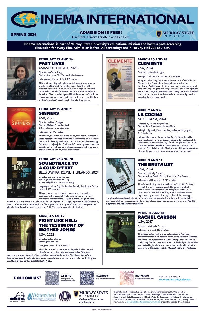 poster for Cinema International's spring 2026 lineup