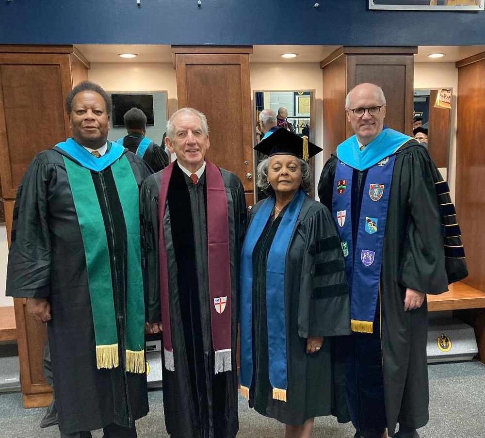 Pictured from left to right Dr Don Tharpe Justice Bill Cunningham Ms Elnora Ford and Dr Bob Jackson