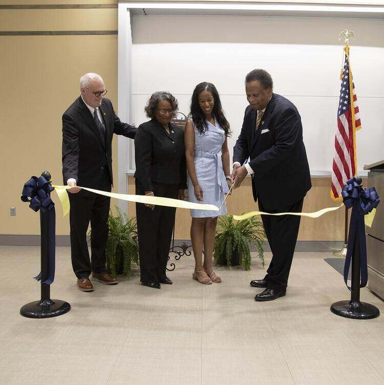 Ribbon cutting at Don Tharpe lecture hall