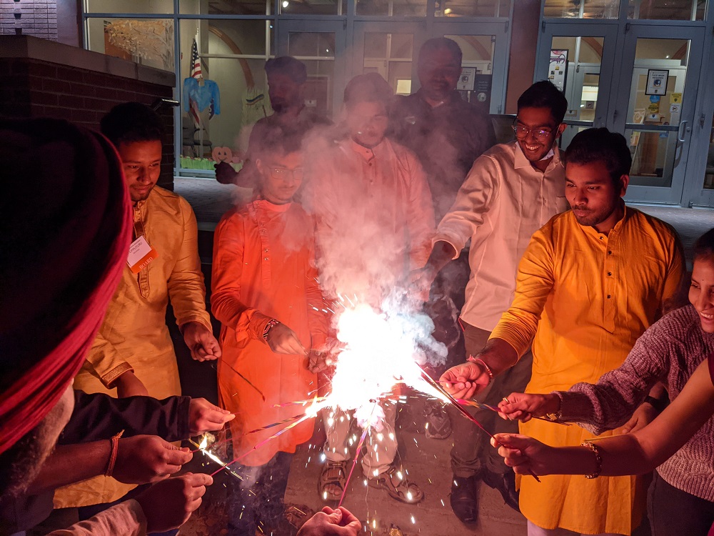 Members of the Indian Students Association celebrate the Festival of Lights