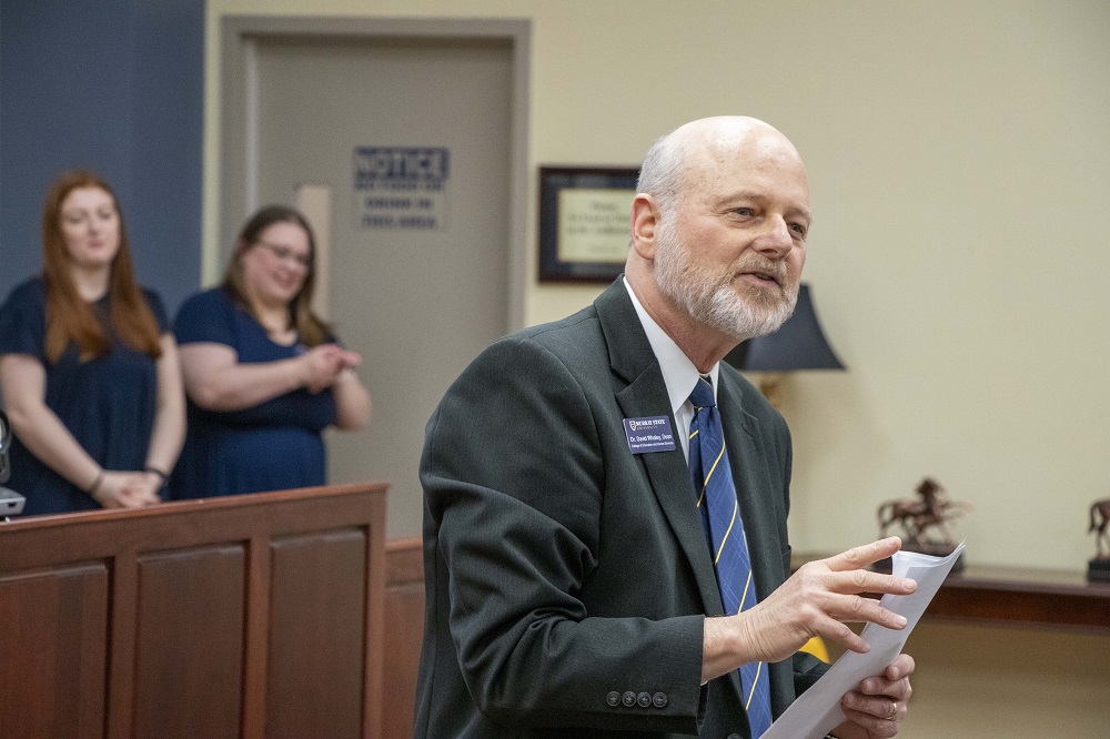 Pictured speaking is Dr. David Whaley, Dean of the College of Education and Human Services.