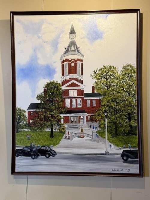 Helen LaFrance painting of the Graves County courthouse from 1988