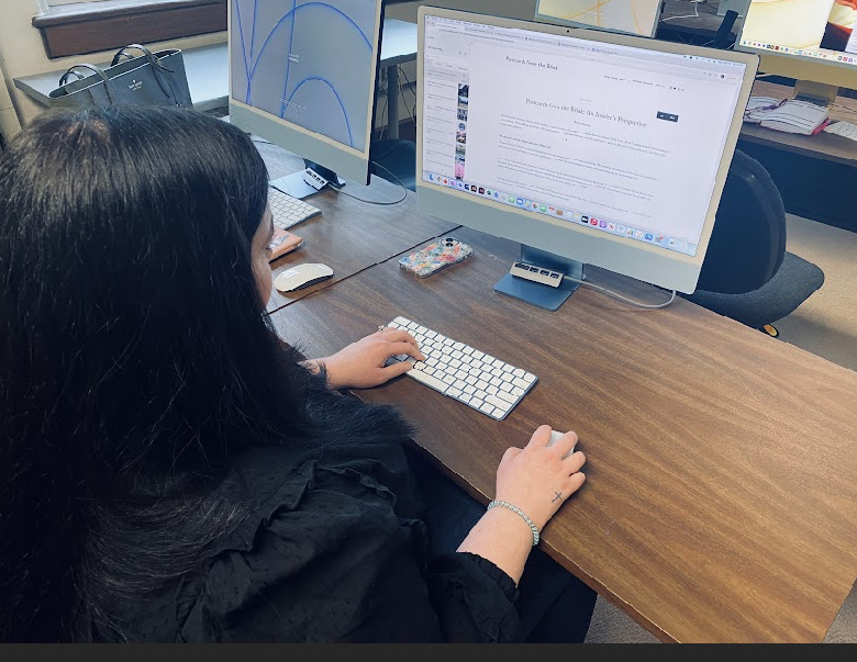 student working on computer