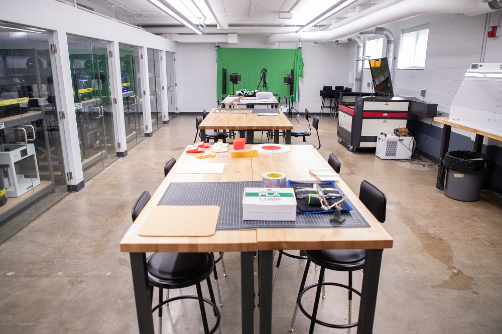 Makerspace in the basement of Waterfield Library