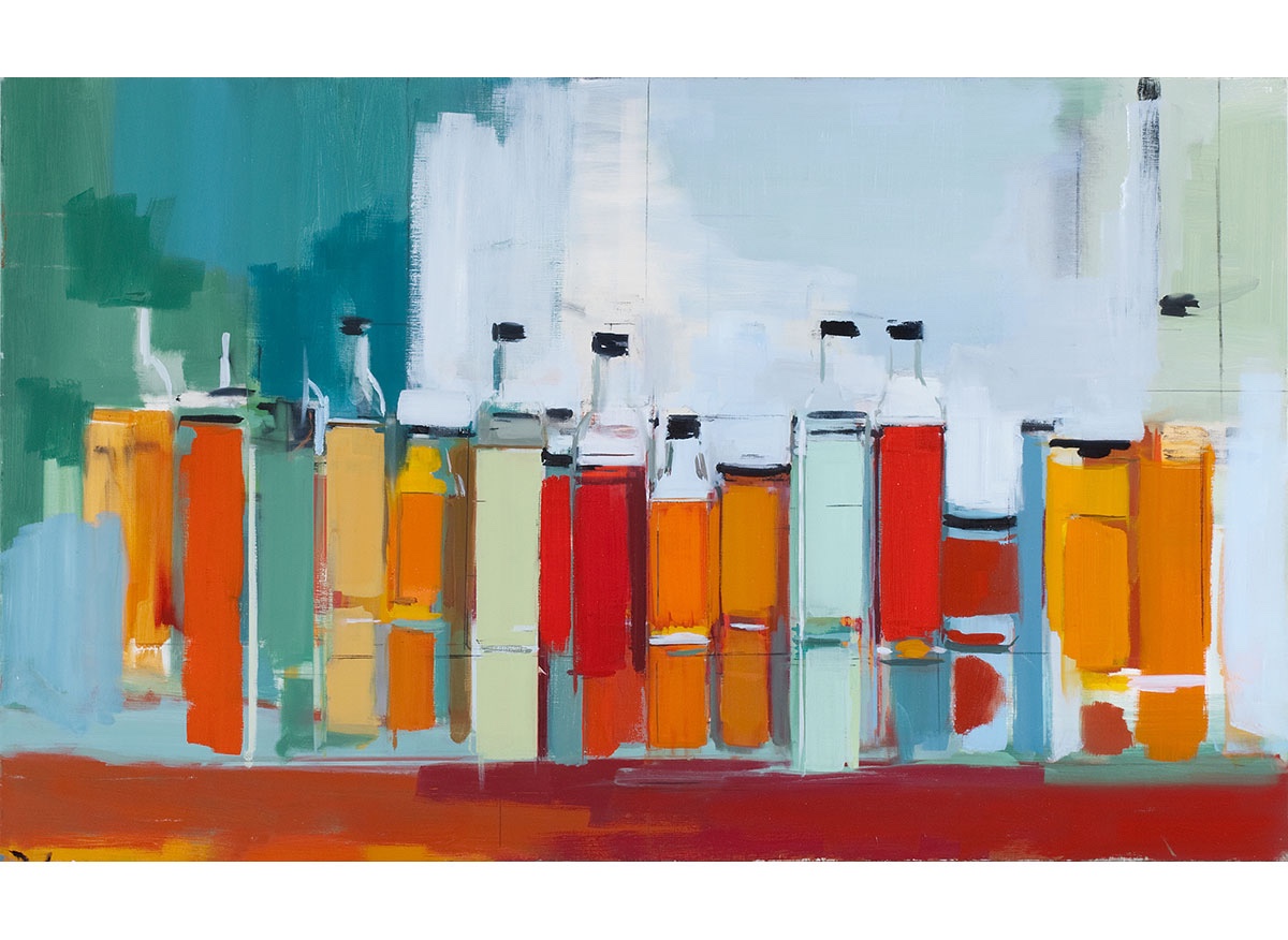 Pictured is Schwartz’s “Bottles and Jars XXXV.”