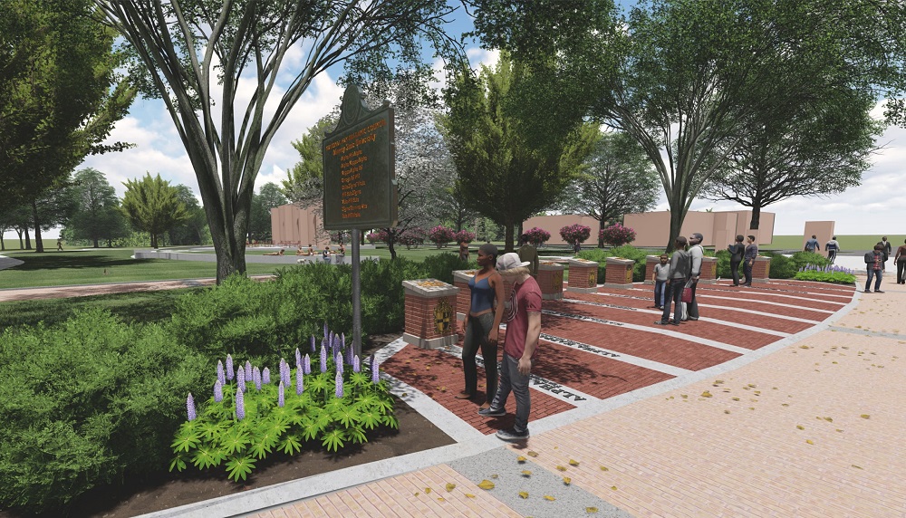 Rendering of new plaza, side view