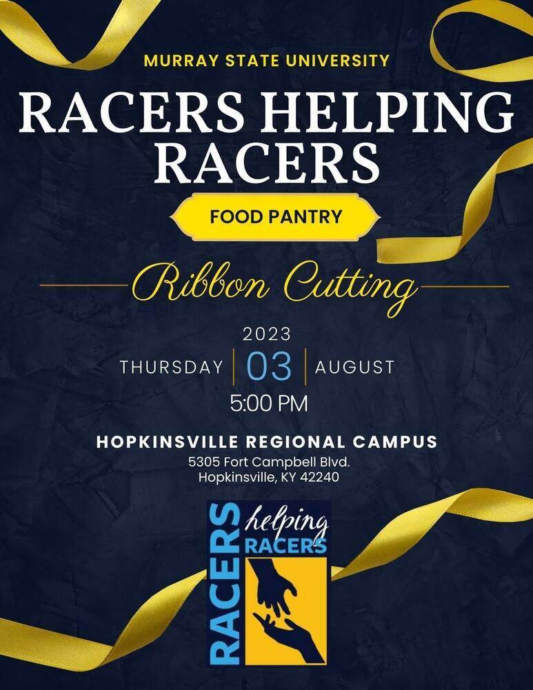 Racer Helping Racers ribbon cutting poster
