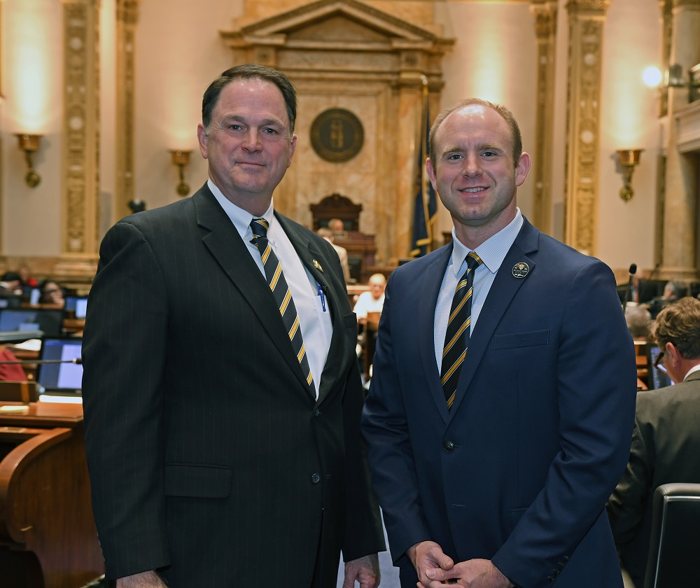 Senator Jason Howell (left), with Murray State University Executive Director of Government and Institutional Relations Jordan Smith (right)