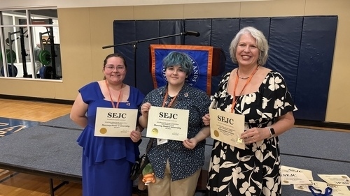 Pictured from left: Associate Editor MacKenzie Rogers, Features Editor Gray Hawkins and Adviser Leigh Landini Wright