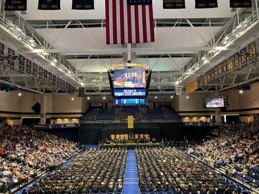 Spring Commencement 2024, photo of a full CFSB Center