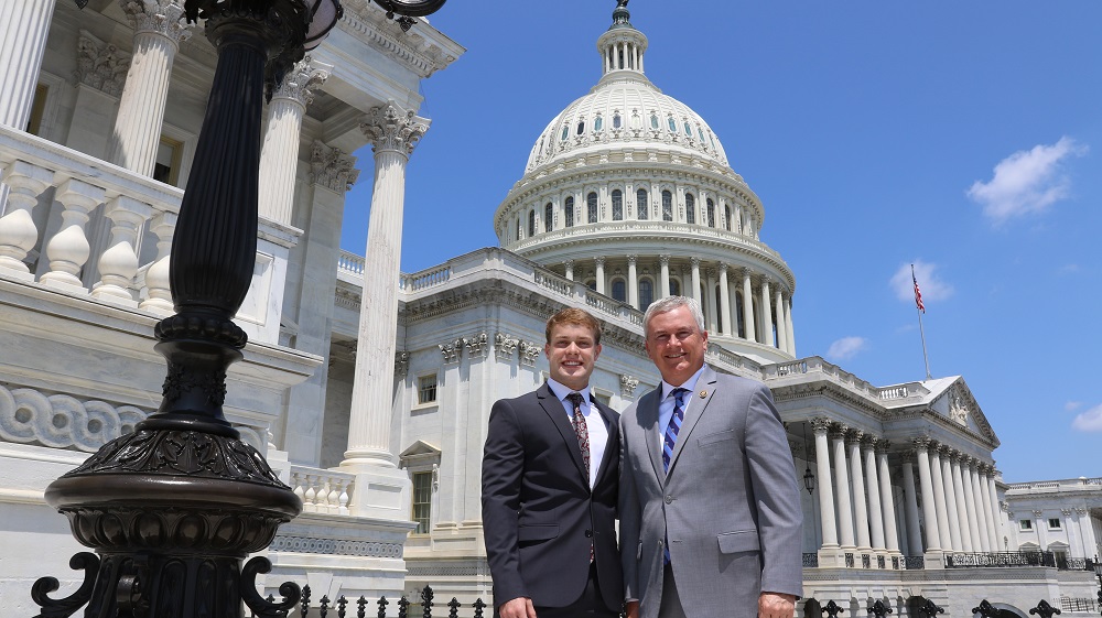 Murray State University student Luke Wyatt, pictured with Congressman James Comer at Capitol Hill