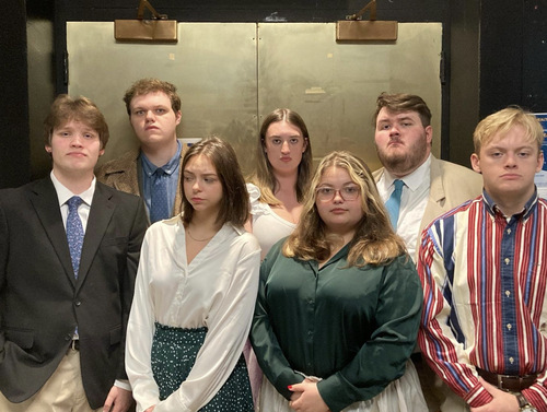 left to right, front row; Elijah LaRue; Chloe LaDon; Emma Sackett; and Tanner Maxwell. Back row; Danny Preklas; Quinn Coursey, and Carter Parks.
