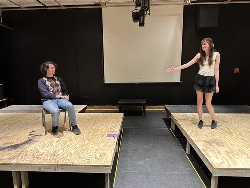 Rooks Russell and Brea Sona rehearsing for The Balcony Scene