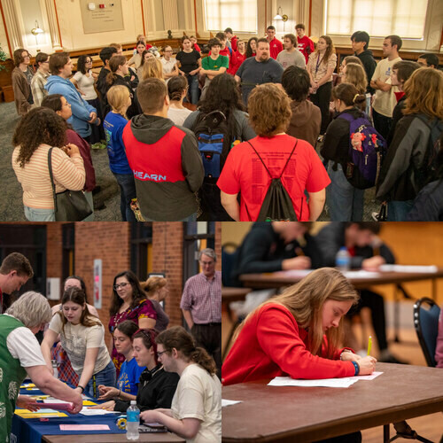 collage of students and teachers at history day competition